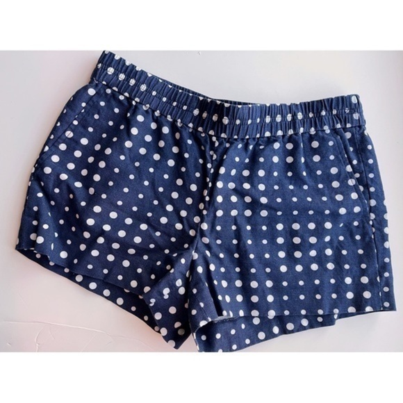 J Crew • Navy White Polka Dot Linen Boardwalk Shorts - Picture 1 of 5